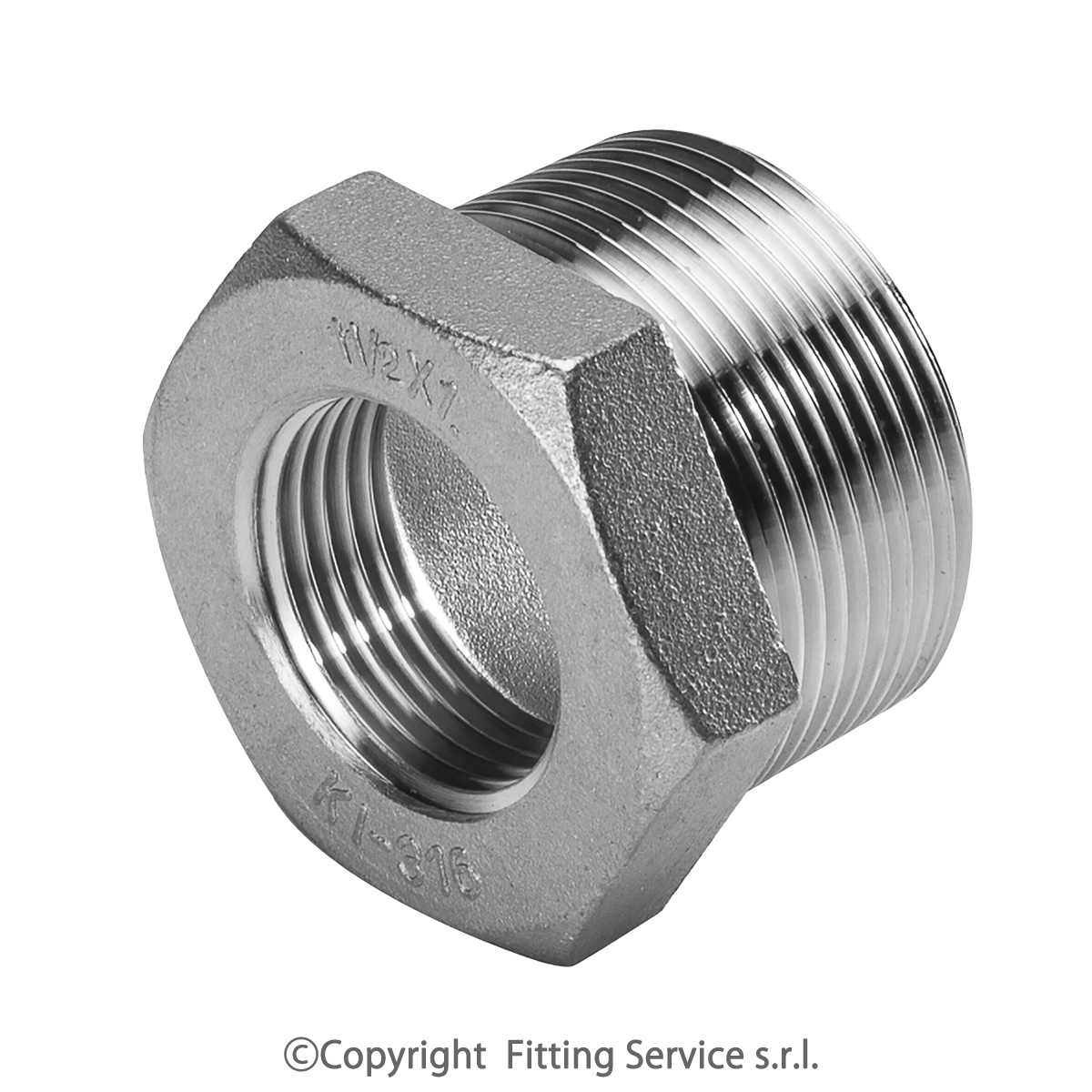 Raccordo A Riduzione Nipplo Esagonale FITOK, 1/8 X 1/16 NPT Maschio-Maschio, Acciaio Inox 316 - Foto 1
